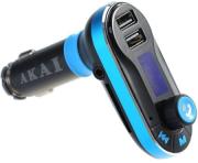 akai fmt 66b bluetooth car fm transmitter hands free and charger blue photo