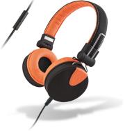 meliconi 497429 mysound stereo headphones with microphone black orange photo