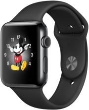 apple watch 2 42mm mp4a2 space black stainless steel case with black sport band photo