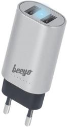 beeyo travel charger 34a 2x usb universal silver photo