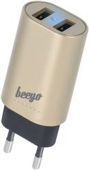 beeyo travel charger 34a 2x usb universal gold photo