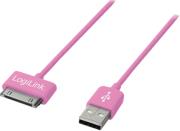 logilink ua0166 usb sync and charging cable for ipod and iphone 1m pink photo