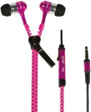 logilink hs0022 zipper stereo in ear headset neon pink photo