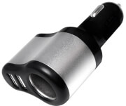 logilink pa0131 3 in 1 usb car charger 2x usb 5v 21a 1x lighter black silver photo