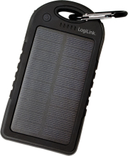 logilink pa0132 universal solar power charger 5000mah 2x usb ports 5v 1a black photo