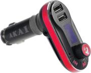 akai fmt 66b bluetooth car fm transmitter hands free and charger red photo