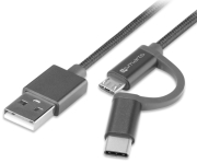 4smarts micro usb usb type c cable combo cord 1m fabric grey photo