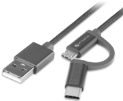 4smarts micro usb usb type c cable combo cord 2m fabric grey photo