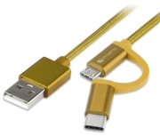 4smarts micro usb usb type c cable combo cord 1m fabric gold photo