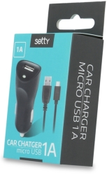 setty usb car charger 1a micro usb cable black photo