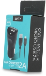 setty usb car charger 2a micro usb cable black photo