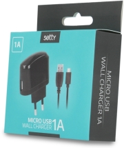 setty usb wall charger 1a micro usb cable black photo