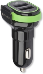 4smarts car charger multiport with micro usb cable dual usb 17w black green photo