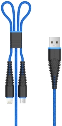 devia cable fish1 2in1 lightning micro usb blue photo