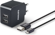 philips dlp2307u 12 dual usb wall charger with micro usb cable photo