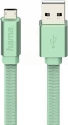 hama 178203 design line charging sync cable micro usb aluminium 1m green photo