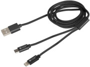 extreme media nka 1208 2in1 micro usb lightning charge synce usb cable 1m photo