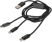 extreme media nka 1202 3in1 micro usb lightning type c charge synce usb cable 1m photo