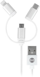 forever 3in1 cable usb to micro usb lightning type c white photo