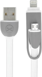 forever silikon cable 2in1 usb to micro usb lightning white photo