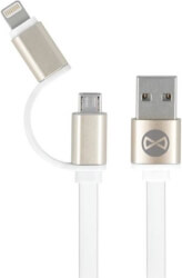 forever 2in1 metal connector cable usb to micro usb lightning white photo