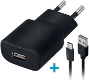 FOREVER TC-01 WALL CHARGER USB 2A + CABLE TYPE-C BLACK
