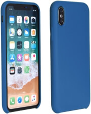 forcell silicone back cover case for apple iphone 8 dark blue with hole photo