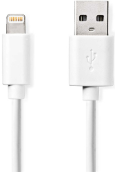 nedis ccgp39300wt10 sync and charge cable apple lightning 8 pin male usb a male 1m white photo