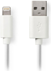nedis ccgp39300wt20 sync and charge cable apple lightning 8 pin male usb a male 2m white photo