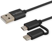 savio cl 128 2in1 usb micro usb type c cable 21a 1m photo