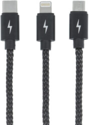 devia pheez series 3in1 cable usb to lightning micro usb type c black photo