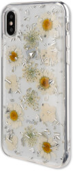 4smarts soft cover glamour bouquet for samsung galaxy a8 2018 white flowers silver flakes photo