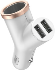 baseus universal car charger y type 2x usb cigarette lighter extended white photo
