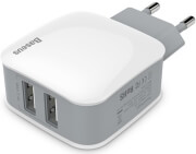 baseus universal wall charger letour 2x usb white grey photo