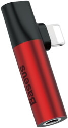baseus adapter lightning 8 pin to lightning 8 pin jack 35mm red black photo