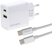 4smarts fast wall charger voltplug dual pd qc 18w with usb c to usb c cable 1m white photo