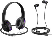 hoco headphones w24 enlighten headphones with mic set purple photo