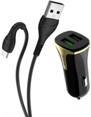 hoco car charger universe double port qc30 with cable micro z31 black photo