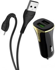 hoco car charger universe double port qc30 with cable type c z31 black photo