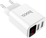 hoco travel charger c63a victoria dual port charger with digital display eu white photo
