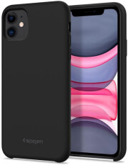 spigen silicone fit back cover case for apple iphone 11 61 black photo
