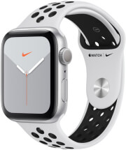 apple watch series 5 nike mx3v2 44mm gps aluminum silver case with pure platinum black sport band photo