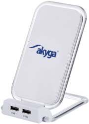 akyga ak qi 03 wireless charger stand qi 2 x usb 20 white photo