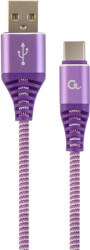 cablexpert cc usb2b amcm 1m pw cotton braided charging cable usb type c purple white 1 m photo