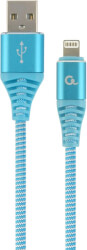 cablexpert cc usb2b amlm 1m vw premium cotton braided 8 pin charging cable blue white 1 m photo