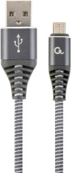 cablexpert cc usb2b ammbm 1m wb2 premium cotton braided micro usb charging cable grey white 1 m photo
