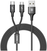 baseus rapid series 2 in 1 cable micro type c 3a 12m black photo