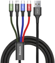 baseus fast 4 in 1 cable lightning 2x type c micro 35a black photo