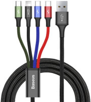 baseus fast 4 in 1 cable lightning 2x type c micro 35a black