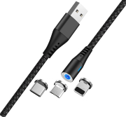 maxlife magnetic cable mxuc 02 3in1 fast charge 2a black photo